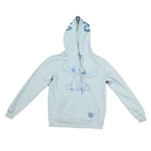 Disney Stitch Pullover Hoodie Youth Medium Blue Fleece Pocket‎
